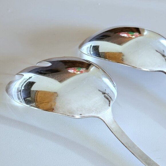 Vintage Reed & Barton EPICURE Silverplate Serving Utensils 9" fork spoon set vin - Picture 5 of 11